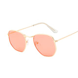 Sunglasses Men Classic Brand Flat Lens Clear Sun Glasses Male Female Retro Small Metal Frame Square Glass