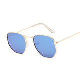 Sunglasses Men Classic Brand Flat Lens Clear Sun Glasses Male Female Retro Small Metal Frame Square Glass