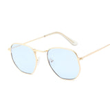 Sunglasses Men Classic Brand Flat Lens Clear Sun Glasses Male Female Retro Small Metal Frame Square Glass