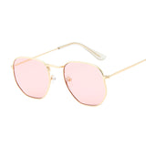 Sunglasses Men Classic Brand Flat Lens Clear Sun Glasses Male Female Retro Small Metal Frame Square Glass
